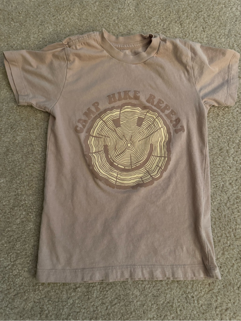 Tiny Whales ‘Camp Hike Repeat' Graphic Tee - Light Taupe